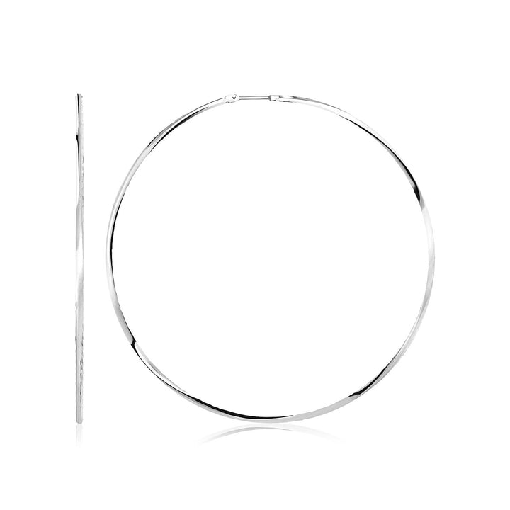 LOVCIA Premium Large 60mm Sterling Silver Polished Hoop Earrings