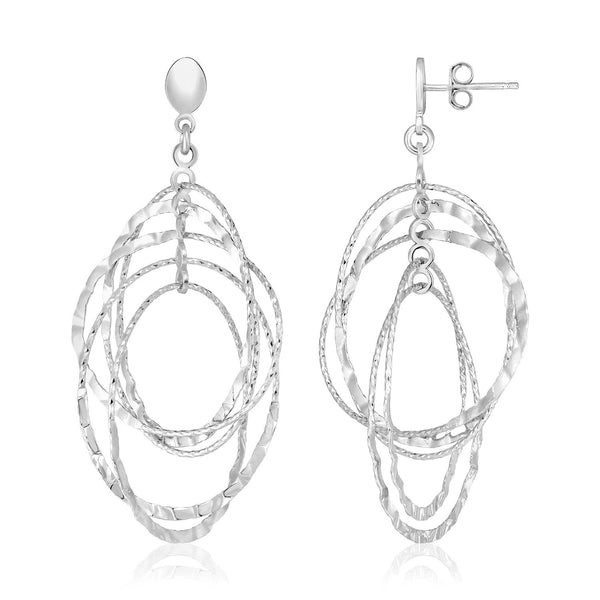 LOVCIA Premium Elegant Textured Sterling Silver Oval Drop Earrings