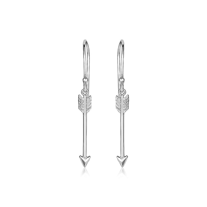 LOVCIA Premium Elegant Sterling Silver Arrow Earrings with Polished and Textured Finish