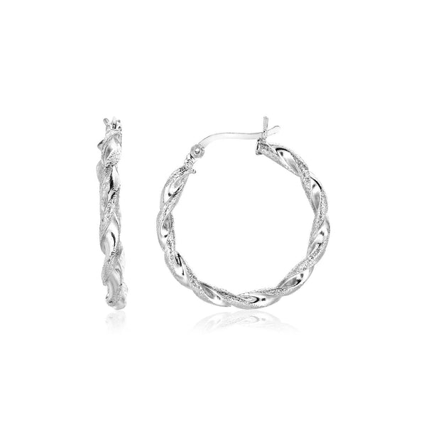 LOVCIA Premium Twisted Sterling Silver Hoop Earrings with Hinged Clasps