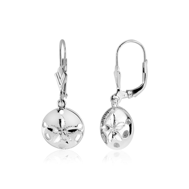 LOVCIA Premium Sterling Silver Sand Dollar Drop Earrings with Lever Back Clasps