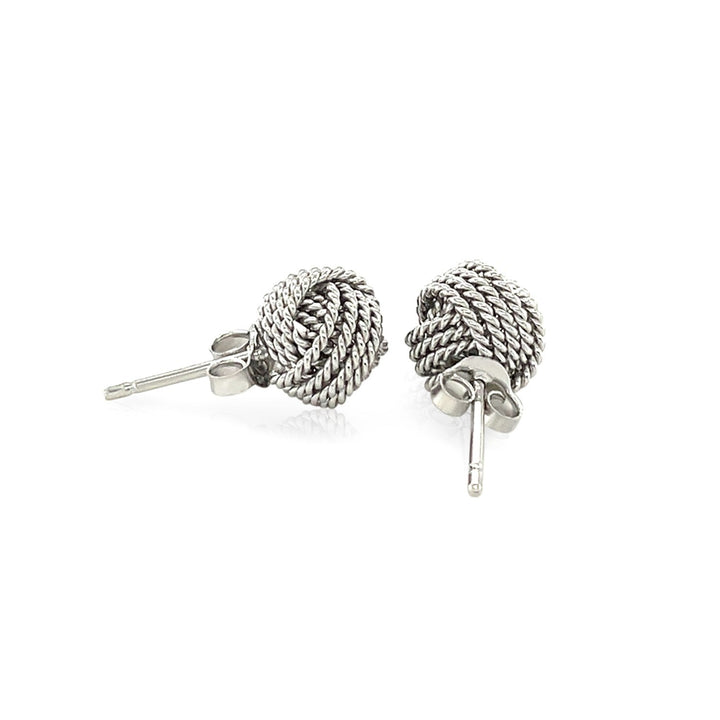 LOVCIA Premium Minimalistic Sterling Silver Rope Texture Love Knot Stud Earrings