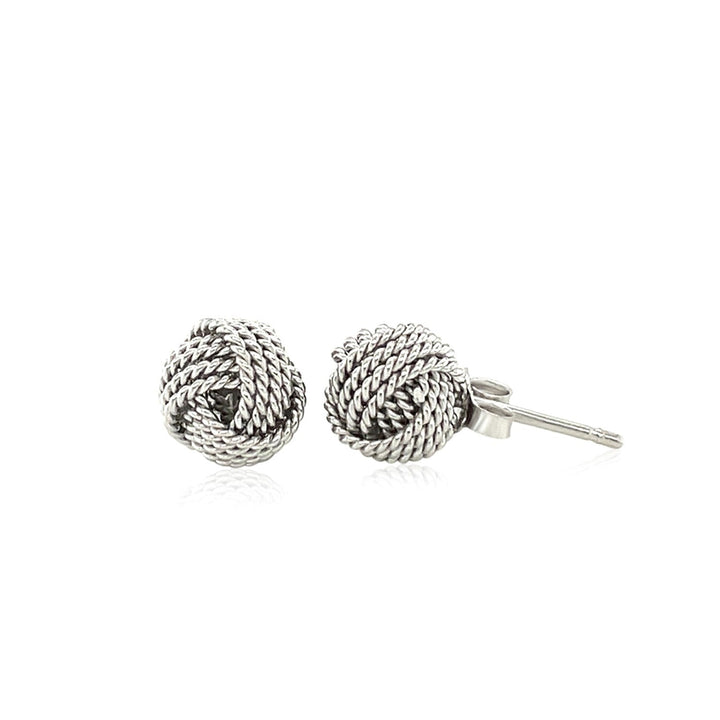 LOVCIA Premium Minimalistic Sterling Silver Rope Texture Love Knot Stud Earrings