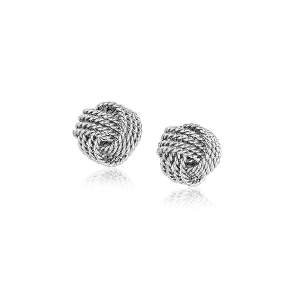 LOVCIA Premium Minimalistic Sterling Silver Rope Texture Love Knot Stud Earrings