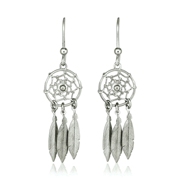 LOVCIA Premium Enchanting Sterling Silver Dream Catcher Drop Earrings