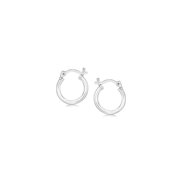 LOVCIA Premium 10mm Elegant Sterling Silver Rhodium-Plated Small Hoop Earrings