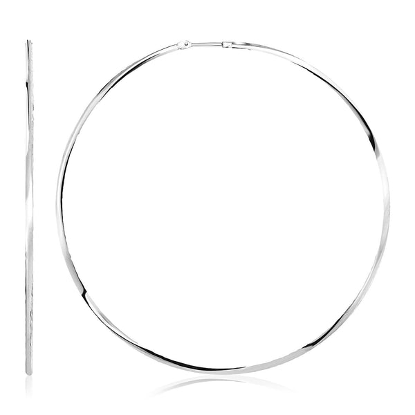 LOVCIA Premium Gleaming Sterling Silver 70mm Large Round Hoop Earrings