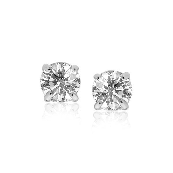 LOVCIA Premium Elegant 8mm Round CZ Stud Earrings in Sterling Silver