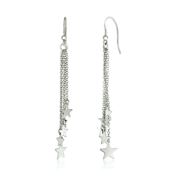 LOVCIA Premium Twinkling Star Tassel Earrings in Sterling Silver