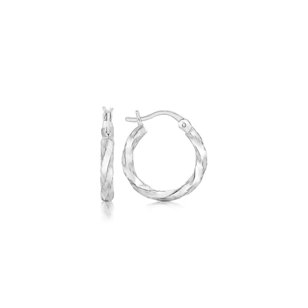 LOVCIA Premium Sterling Silver Twisted Hoop Earrings with Polished Finish