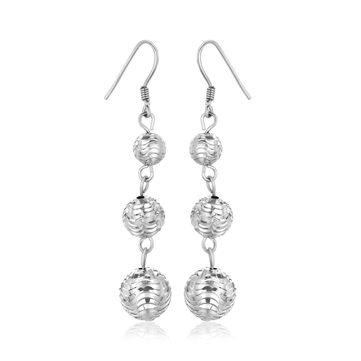 LOVCIA Premium Elegant Textured Sterling Silver Ball Drop Earrings