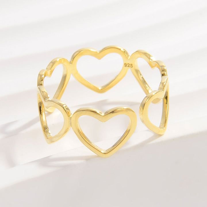 LOVCIA Jewelry Elegant 18K Gold-Plated Heart Ring in 925 Sterling Silver for Women