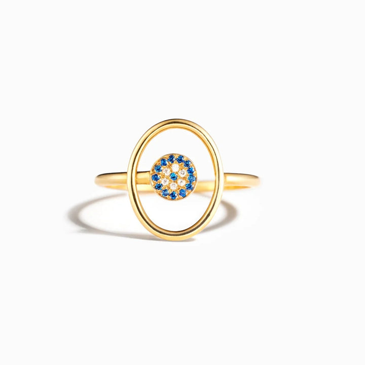 LOVCIA Jewelry Evil Eye Protection Ring in 925 Sterling Silver with Zircon Accents for Women