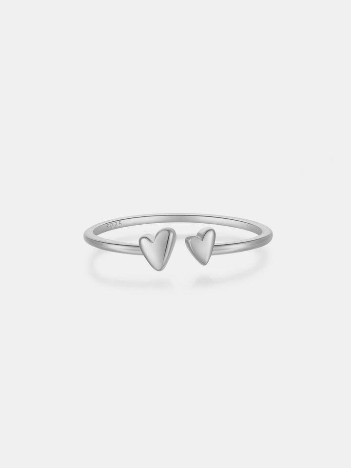 LOVCIA Jewelry Adjustable 925 Sterling Silver Heart-Shaped Open Ring for Women