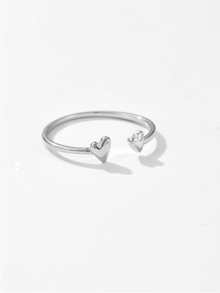 LOVCIA Jewelry Adjustable 925 Sterling Silver Heart-Shaped Open Ring for Women