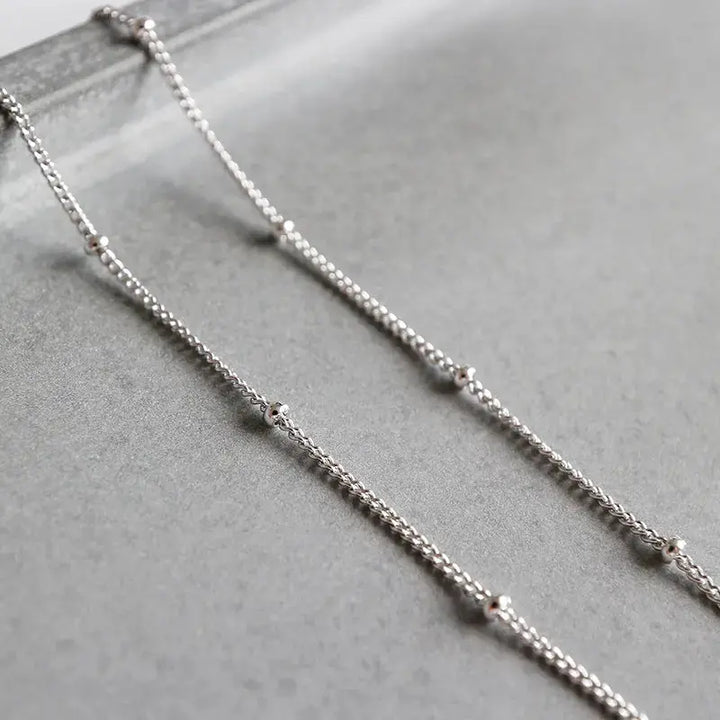 LOVCIA Simple Mini Beads Curb Chain 925 Sterling Silver Anklet-Anklets-LOVCIA