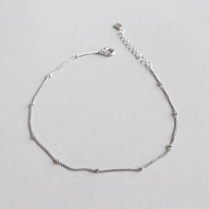 LOVCIA Simple Mini Beads Curb Chain 925 Sterling Silver Anklet-Anklets-LOVCIA