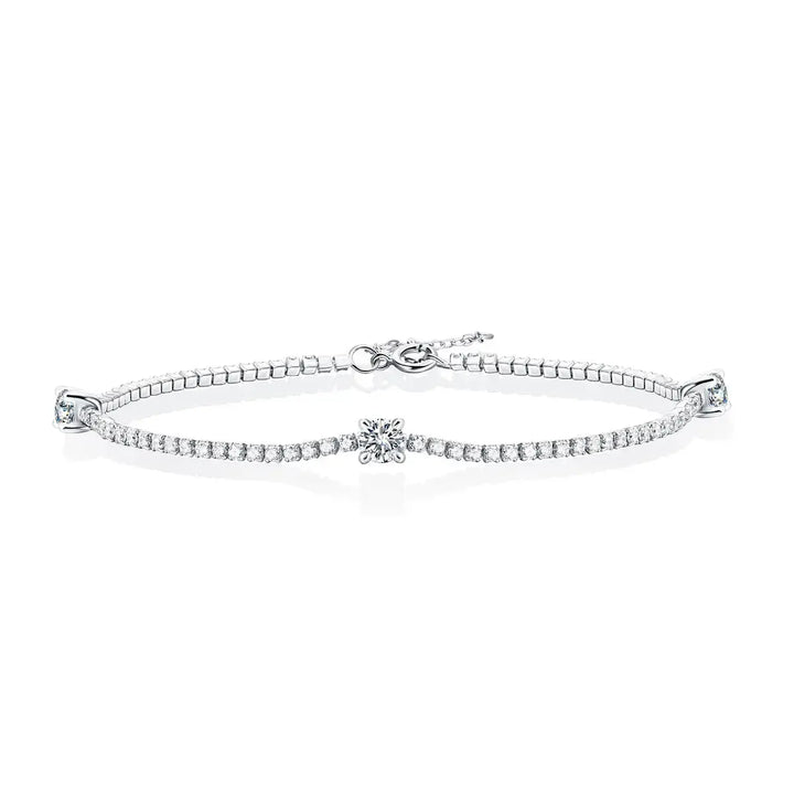 LOVCIA Girl Mini Six Claw Moissanite CZ Round Chain 925 Sterling Silver Bracelet-Bracelets-LOVCIA