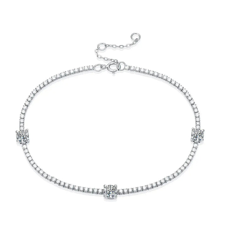 LOVCIA Girl Mini Six Claw Moissanite CZ Round Chain 925 Sterling Silver Bracelet-Bracelets-LOVCIA