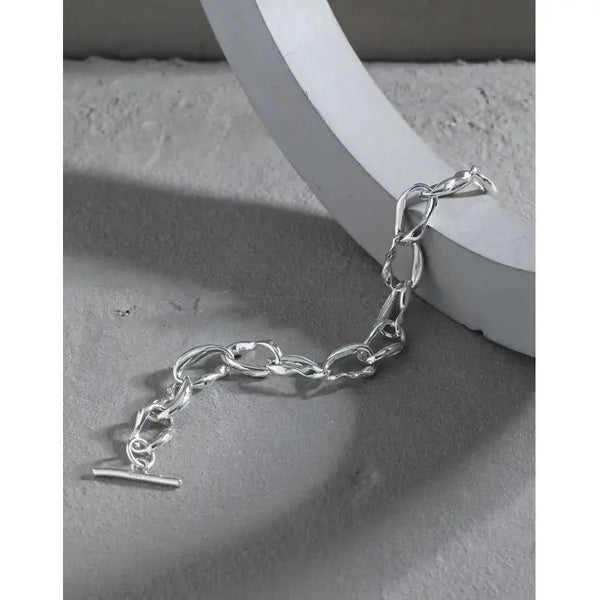 LOVCIA Office OT Twisted Rombo Chain 925 Sterling Silver Bracelet-Bracelets-LOVCIA