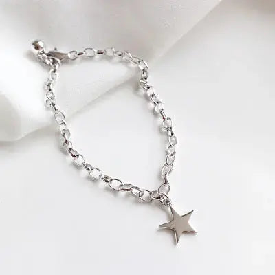 LOVCIA Office Rolo Chain Star 925 Sterling Silver Bracelet-Bracelets-LOVCIA