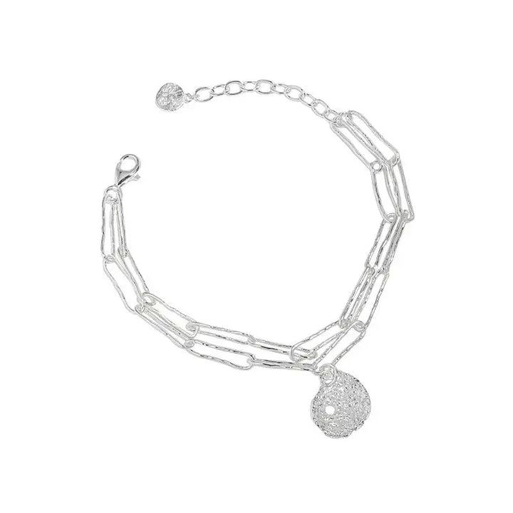 LOVCIA Office Double Layers Hollow Chain Lotus Leaf 925 Sterling Silver Bracelet-Bracelets-LOVCIA