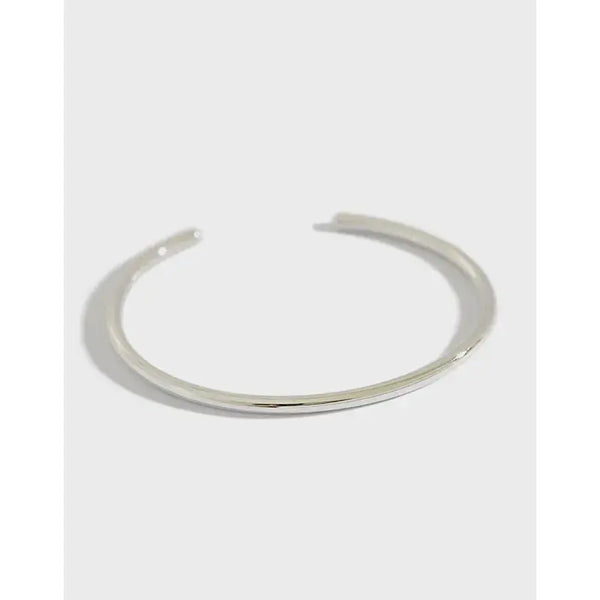 LOVCIA Simple S990 Smooth Ring 925 Sterling Silver Open Bangle-Bracelets-LOVCIA