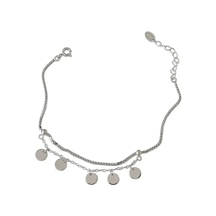 LOVCIA Party Double Layer Disc 925 Sterling Silver Bracelet-Bracelets-LOVCIA