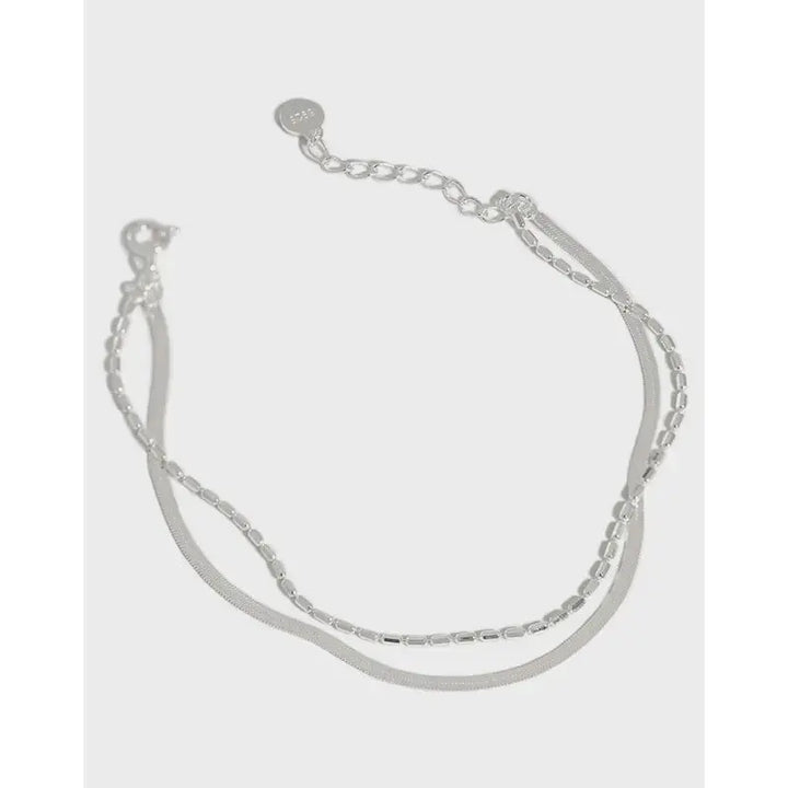 LOVCIA Casual Double Layer Beads Snake Chain 925 Sterling Silver Bracelet-Bracelets-LOVCIA