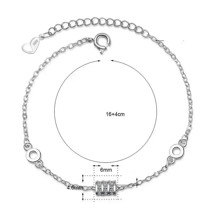 LOVCIA Modern CZ Tiny Tube Circle 925 Sterling Silver Bracelet-Bracelets-LOVCIA