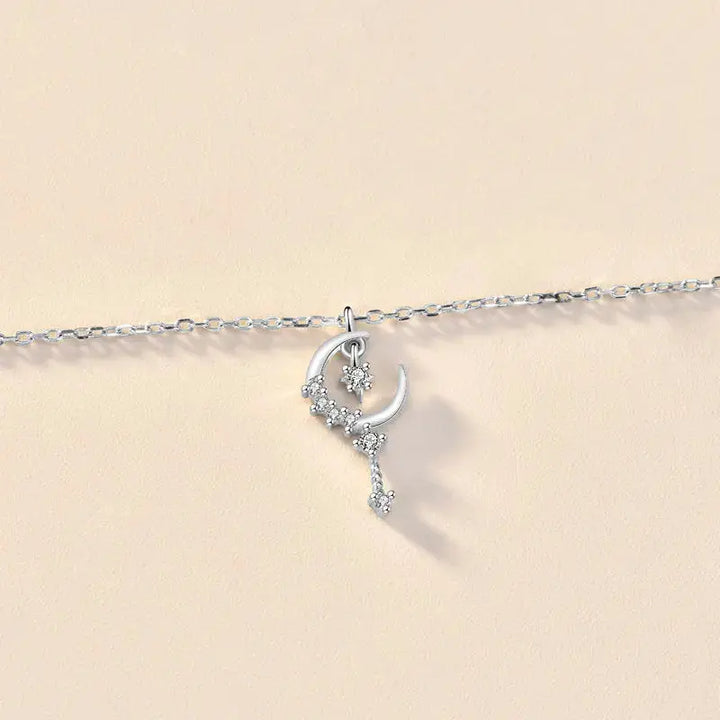 LOVCIA Sweet CZ Crescent Moon Star 925 Sterling Silver Bracelet-Bracelets-LOVCIA