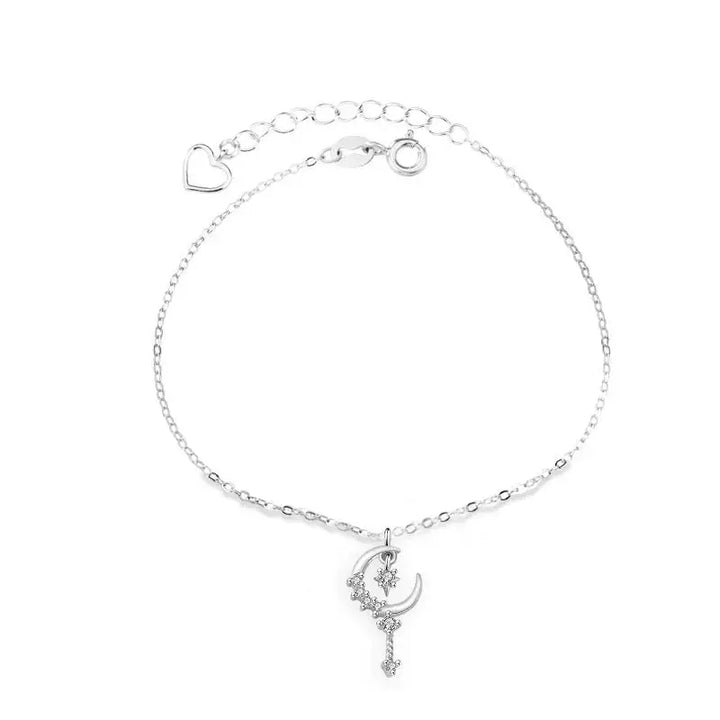 LOVCIA Sweet CZ Crescent Moon Star 925 Sterling Silver Bracelet-Bracelets-LOVCIA