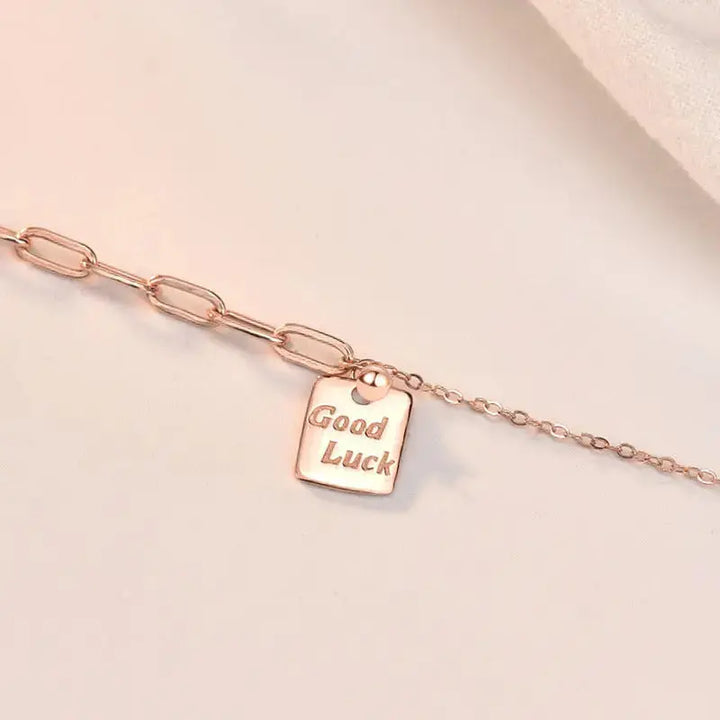 LOVCIA Office Good Luck Letters Hollow Chain 925 Sterling Silver Bracelet-Bracelets-LOVCIA