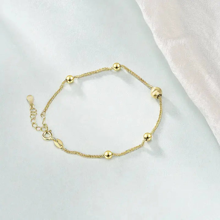 LOVCIA Gift Golden Lucky Beads 925 Sterling Silver Bracelet-Bracelets-LOVCIA