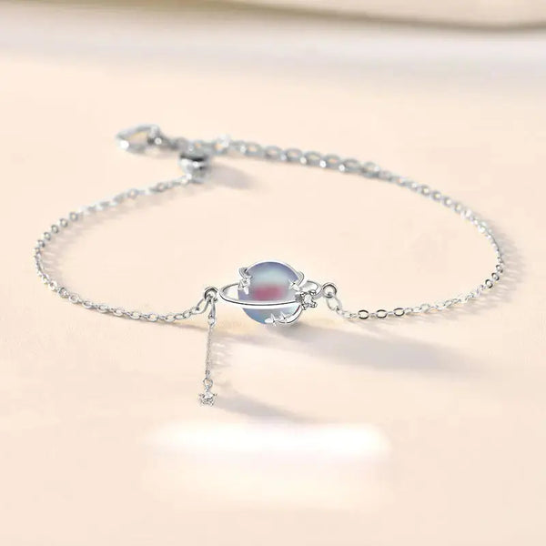 LOVCIA Girl Natural Moonstone Star CZ 925 Sterling Silver Bracelet-Bracelets-LOVCIA