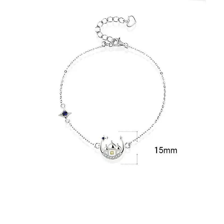 LOVCIA Gift CZ Castle Crescent Moon Star 925 Sterling Silver Bracelet-Bracelets-LOVCIA