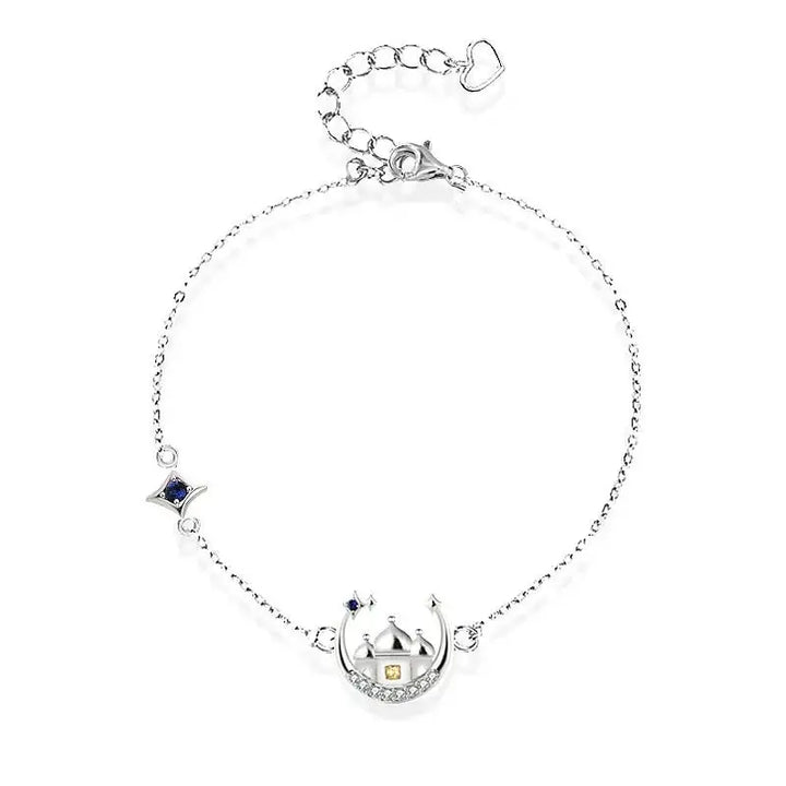 LOVCIA Gift CZ Castle Crescent Moon Star 925 Sterling Silver Bracelet-Bracelets-LOVCIA