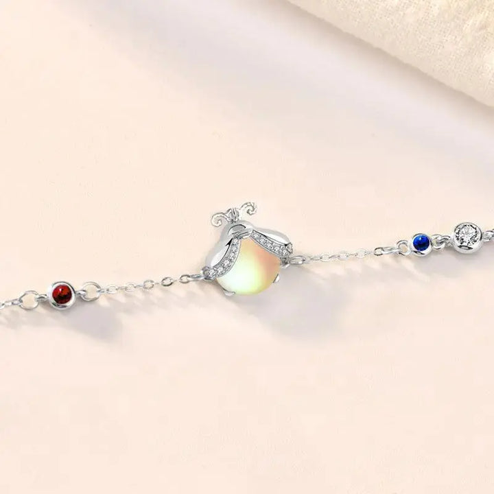 LOVCIA Beautiful CZ Natural Moonstone Glowworm 925 Sterling Silver Bracelet-Bracelets-LOVCIA