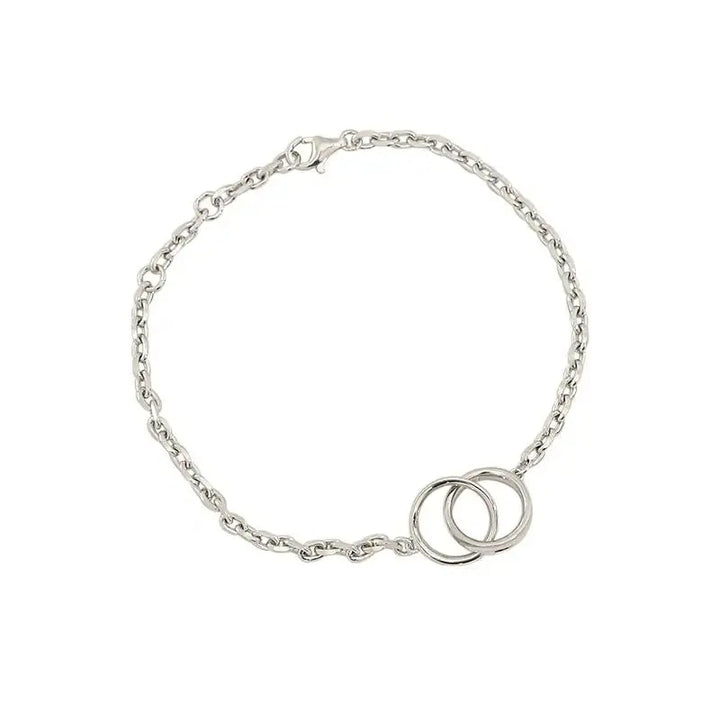 LOVCIA Party Double Circles 925 Sterling Silver Chain Bracelet-Bracelets-LOVCIA