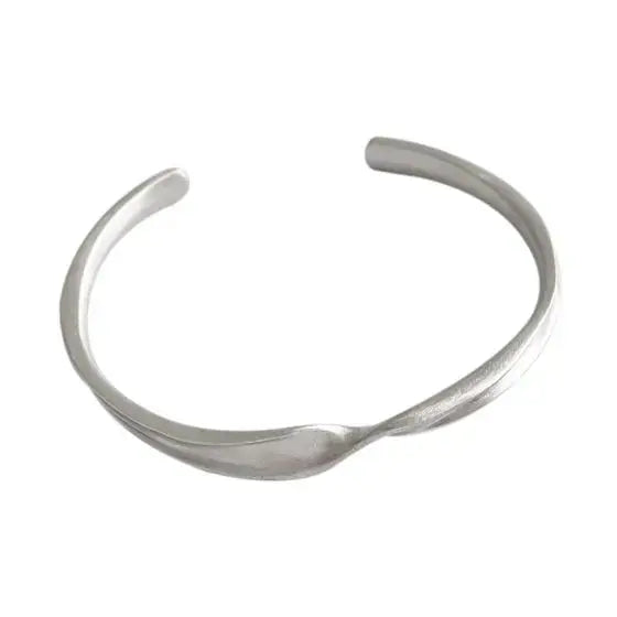 LOVCIA Simple Twisted 925 Sterling Silver Open Bangle-Bracelets-LOVCIA