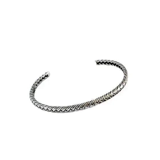 LOVCIA Fashion Weave 925 Sterling Silver Open Bangle-Bracelets-LOVCIA