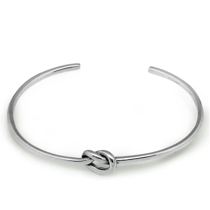 LOVCIA Love Single Knot Open Size 925 Sterling Silver Cuff Bracelet Bangle-Bracelets-LOVCIA