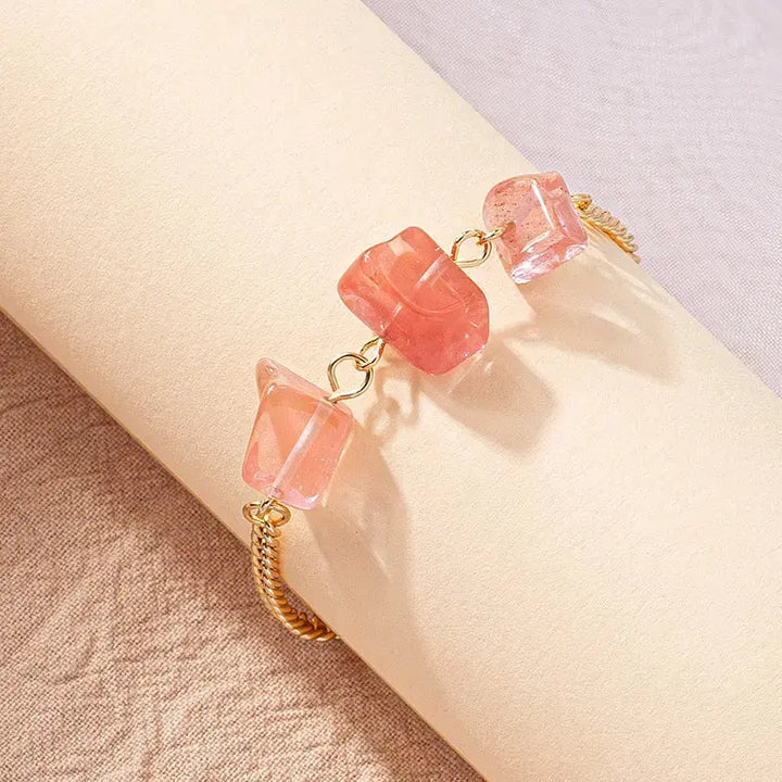 LOVCIA Women's Pink Natural Stone Bracelet-Bracelets-LOVCIA