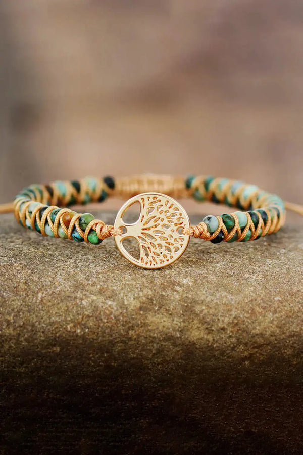 LOVCIA Handmade Tree Shape Beaded Copper Bracelet-Bracelets-LOVCIA