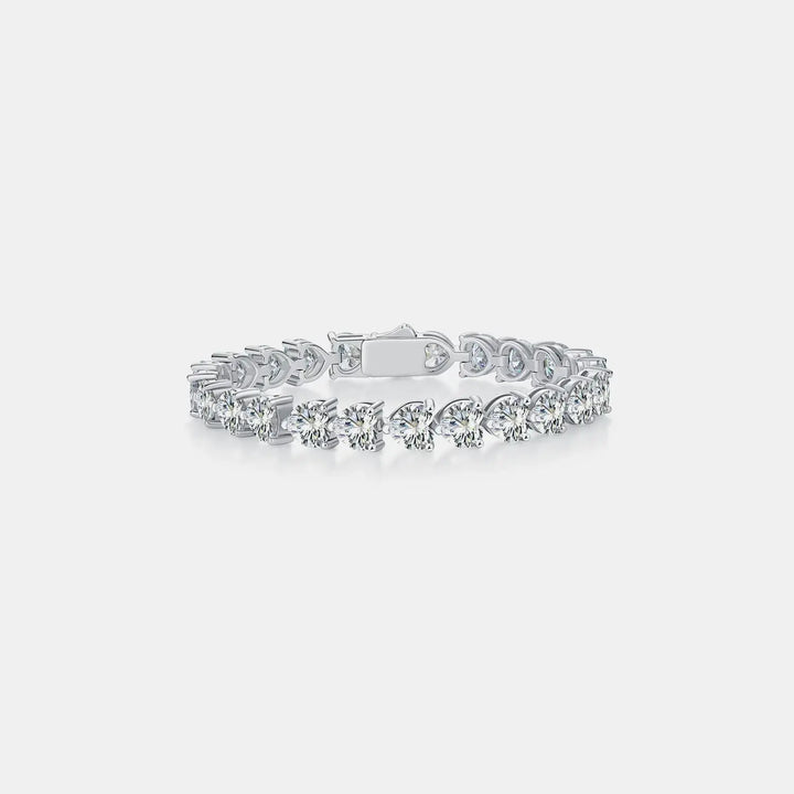 LOVCIA 24 Carat Moissanite 925 Sterling Silver Heart Bracelet-Bracelets-LOVCIA