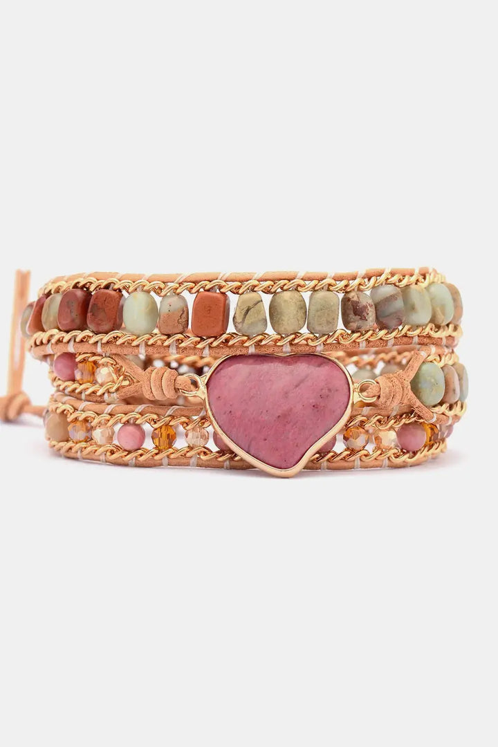 LOVCIA Handmade Heart Shape Triple Layer Beaded Bracelet-Bracelets-LOVCIA