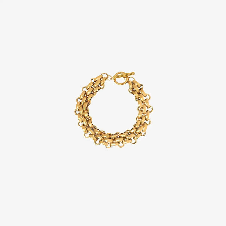 LOVCIA Gold-Plated Toggle Clasp Bracelet-Bracelets-LOVCIA