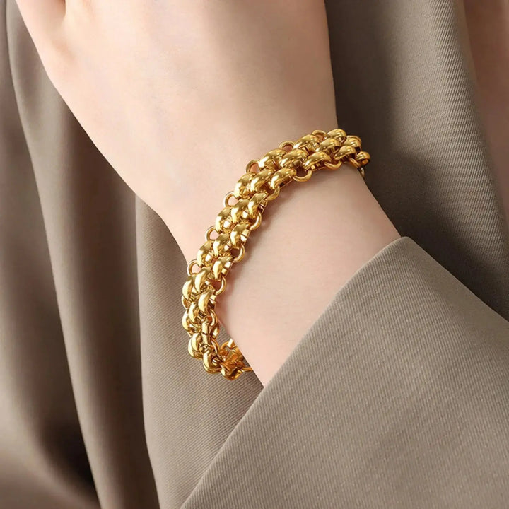 LOVCIA Gold-Plated Toggle Clasp Bracelet-Bracelets-LOVCIA