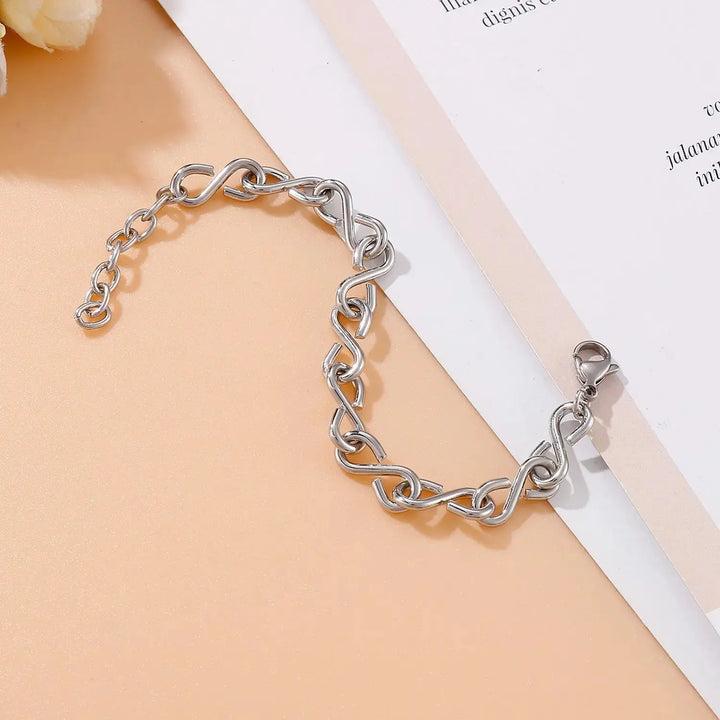 LOVCIA Stainless Steel Figure 8 Chain Link Bracelet-Bracelets-LOVCIA