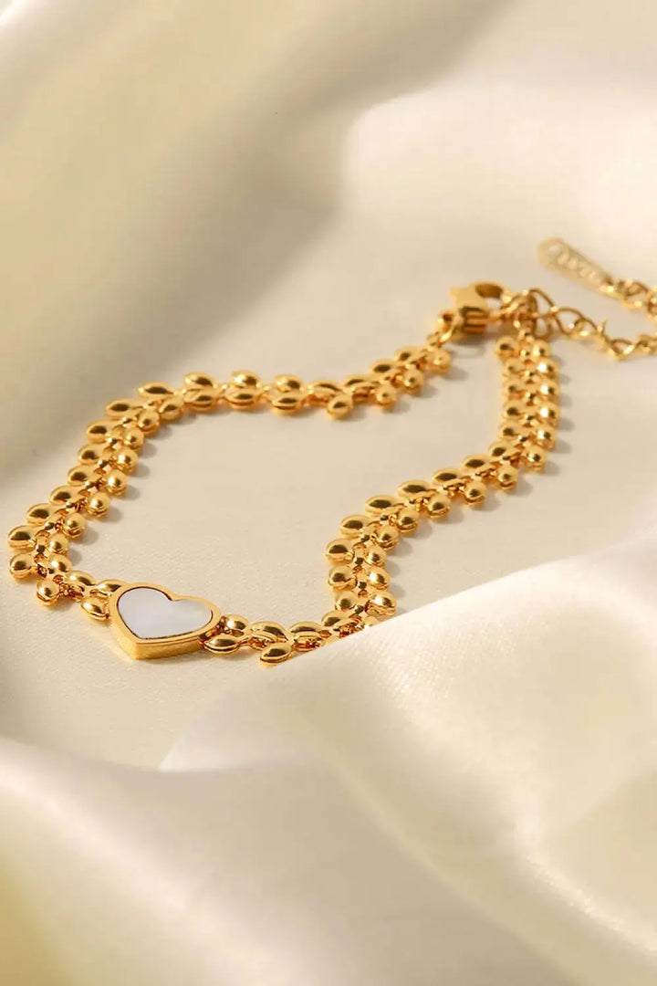 LOVCIA Leaf Chain Heart Bracelet-Bracelets-LOVCIA